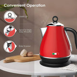 14134 Merge Vintage Electric Kettle Red 1.7L Stainless Steel Auto Off 2200W Kettle.