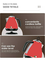 14134 Merge Vintage Electric Kettle Red 1.7L Stainless Steel Auto Off 2200W Kettle.