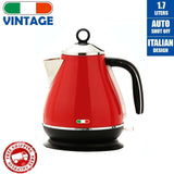 14134 Merge Vintage Electric Kettle Red 1.7L Stainless Steel Auto Off 2200W Kettle.