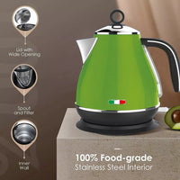 14135 Merge Vintage Electric Kettle Green 1.7L Stainless Steel Auto OFF 2200W Kettle.