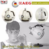 14137 Merge AEG 1.7L / 1850W Cordless Electric Kettle Stainless Steel Retro Classic Teapot Grey Kettle.