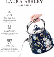 14139 Merge Laura Ashley Electric Kettle 1.7L Stainless Steel 2200W Fast boil Elveden Navy Kettle