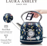 14139 Merge Laura Ashley Electric Kettle 1.7L Stainless Steel 2200W Fast boil Elveden Navy Kettle