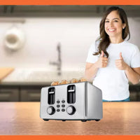 14142 Merge 4 Slice Toaster Silver Stainless Steel Browned Toast High Lift.