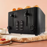 14145 Merge 4 Slice Long slot Electric Toaster Defrost Reheat Black Flut Awesome.