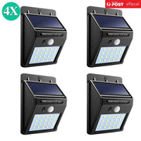 07104 Merge 4 Pieces 20 Led Solar Powered PIR Motion Sensor Light Garden Outdoor Security Lights