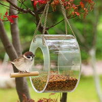 20106 Merge Acrylic Bird Seed Feeder Bird Food Seed holder Container Round Clear Bird Cage Box