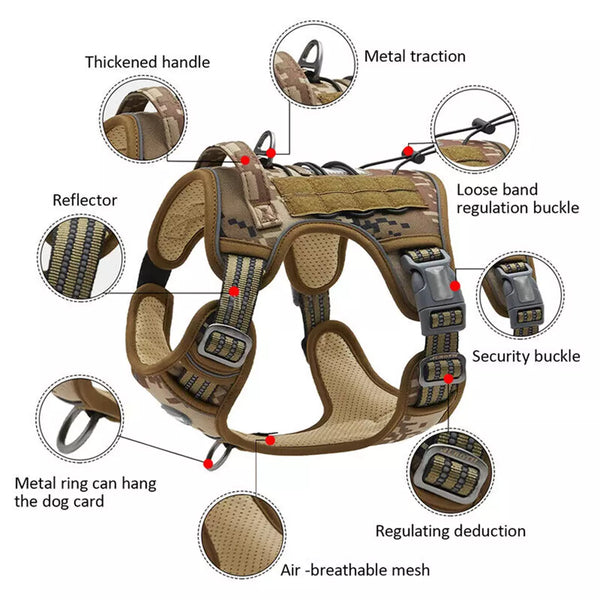 20113 Merge Dog Harness Tactical No Pull Adjustable Pet Working Traning Vest with Leash Awesome.