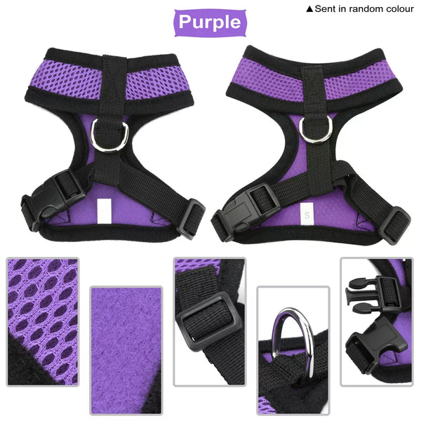 20115 Breathe Dog Cat Puppy Soft Vest Mesh adjustable Harness Brace Purple M Pet Awesome