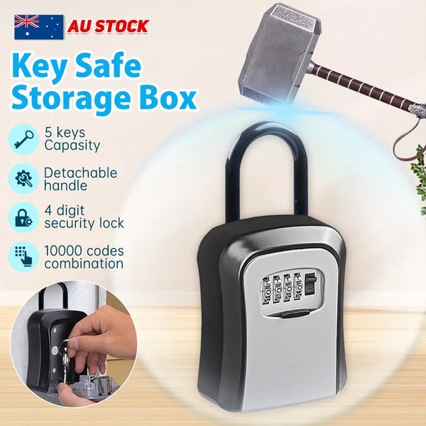 21114 Merge Safe Lock Key 4 Digit Combination Storage Box Padlock security Wall Mounted X101