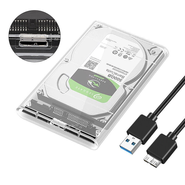 2203 Merge Hard Drive Enclosure 2.5 Inch USB 3.0 SATA Case External Clear Caddy HDD SSD