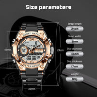 24101 Merge Lige Sports Mens Watch Quartz Waterproof Dual Display Luminous Watches