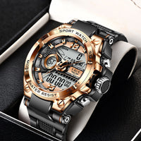 24101 Merge Lige Sports Mens Watch Quartz Waterproof Dual Display Luminous Watches