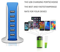 27103 Merge 6 Port Charging USB Desktop Charger Rapid Power Adapter Wall Hub, Blue.