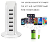 27103 Merge 6 Port Charging USB Desktop Charger Rapid Power Adapter Wall Hub, Blue.