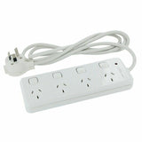 27106 Merge 4 Way Outlet Surge Protector Individual Switches 1 Meter 240V Power Board SAA AU You Awesome.