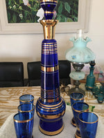 29105 Merge  Vintage Genie Bottle Drink Set Blue With Gold Guild Collectables.