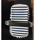 29112 Merge Blue And white Vinyl Insulated Foldable Picnic  Hamper Length 42cm Width 22cm Depth 21cm