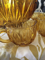29114 Merge Vintage Amber Punch Bowl With 8 Cups Collectables