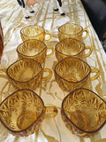 29114 Merge Vintage Amber Punch Bowl With 8 Cups Collectables