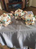 29140 Merge Set Of Three Pumpkin Carriage Teapots Collectables