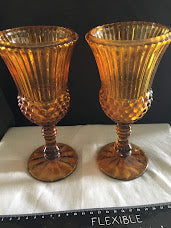 29151 Merge Vintage Amber Goblets A Pair