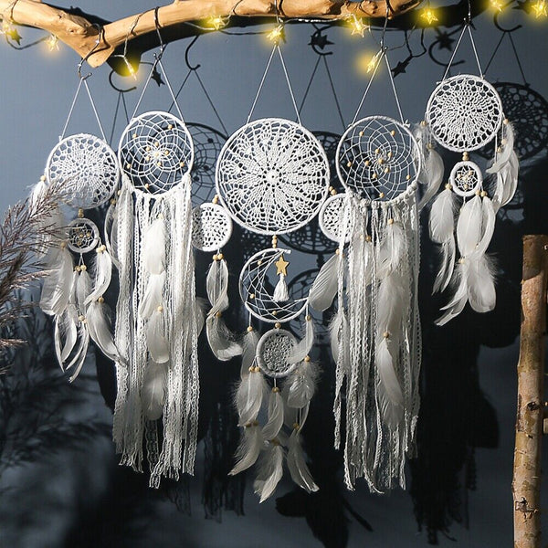 3105 Merge 5 PCS Handmade Dream Catcher w/Light Wall Hanging Feather Dreamcatcher Decor