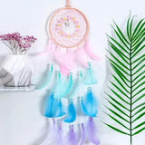 3109 Merge Boho Style Feather Dream Catcher LED Lights Girls Bedroom Wall Hanging Decor.