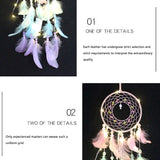 3109 Merge Boho Style Feather Dream Catcher LED Lights Girls Bedroom Wall Hanging Decor.