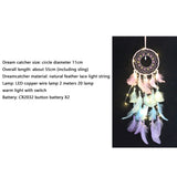 3109 Merge Boho Style Feather Dream Catcher LED Lights Girls Bedroom Wall Hanging Decor.