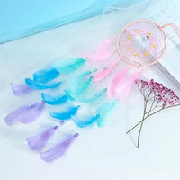 3109 Merge Boho Style Feather Dream Catcher LED Lights Girls Bedroom Wall Hanging Decor.