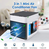 3111 Merge  Portable Mini Air Cooler Fan Air Conditioner Humidifier Desk USB Fan