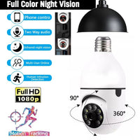 4130 Merge HD 1080P Wifi IP Camera Wireless E27 Fitting Light Bulb Home Security Baby Monitor Cam.