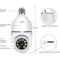 4130 Merge HD 1080P Wifi IP Camera Wireless E27 Fitting Light Bulb Home Security Baby Monitor Cam.