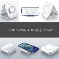 5203 Merge 3 In 1 White Wireless Charger Foldable Magnetic wireless charging Pad Foldable