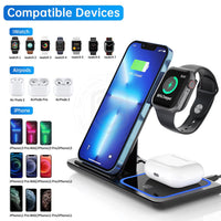 6203 Merge 3 In 1 15W Wireless Charger Dock Qi Fast Charging For iPhone Apple Watch.