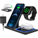 6203 Merge 3 In 1 15W Wireless Charger Dock Qi Fast Charging For iPhone Apple Watch.