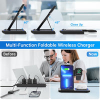 6203 Merge 3 In 1 15W Wireless Charger Dock Qi Fast Charging For iPhone Apple Watch.