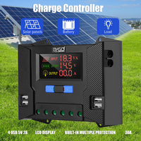 7115 Merge LCD Solar Panel Charge Controller Regulator DC 12V/24V Auto USB 30A Battery PWM