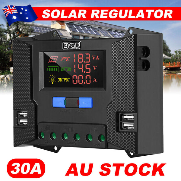 7115 Merge LCD Solar Panel Charge Controller Regulator DC 12V/24V Auto USB 30A Battery PWM
