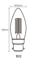 04105 Merge Led Filament Candle Lamp 4W 3000K/6000K 450LM Light Bulb 360Degree Beam angle SAA E27