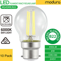 06101 Merge10 LED Filament Fancy Round B22 4W 6000K daylight 450LM Glass Bulb 360Degree SAA Round Replacement Bulb Style.