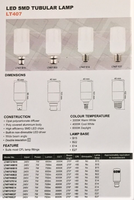 06142 Gunn Sal 9W 4K  LT40940E27 Tubular SMD Replacement Bulb Lamp style.