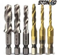 06112 Merge 6 Pieces M3-M10 Screw Top Drill Bits HSS Taps Woodworking Metric Combo Bits Celebration Sale Items.