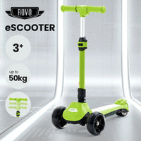 4107 Merge Rovo Kids 3-Wheel Electric Scooter, Ages 3-8 Adjustable Height Green Folding Lithium Battery.