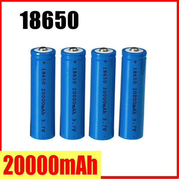14116 4 Pieces 18650 20000mAh 3.7V rechargeable Li-ion Battery flash light Torch Gadget Blue Items