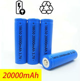 14116 4 Pieces 18650 20000mAh 3.7V rechargeable Li-ion Battery flash light Torch Gadget Blue Items