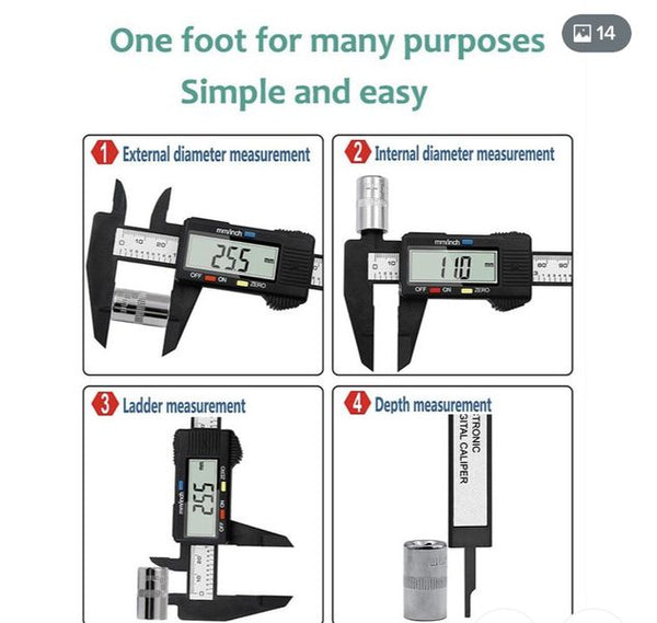 11101 Merge Digital Vernier Caliper 0-150mm 6-inch LCD Electronic Carbon Fiber Altimeter Measure Outback Celebration Items.