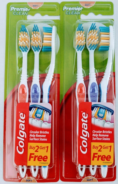 18194 Merge Health 2 x Colgate Premier Clean Soft Bristle Tooth Brush 3 Pack 6 total Various Colours.