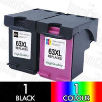 18203 Merge HP 63XL (F6U64AA + F6U63AA) High Yield 2 Pack Compatible Injet Cartridges Combo Accessories